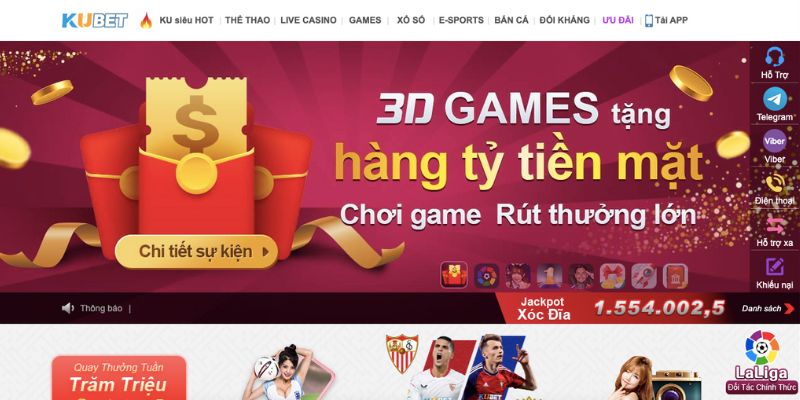 Truy cập vào trang chủ Kubet77